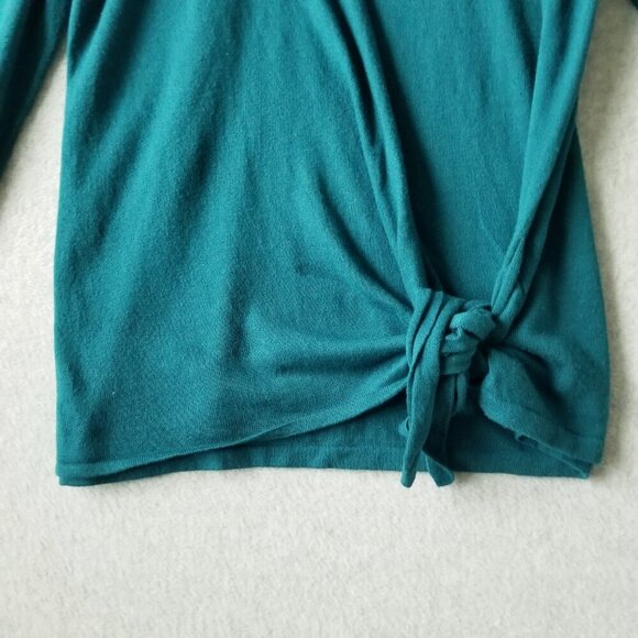 J Jill Womens Large Faux Wrap Tie Front Knit Top Blue Green Soft Lightweight - Picture 4 of 10